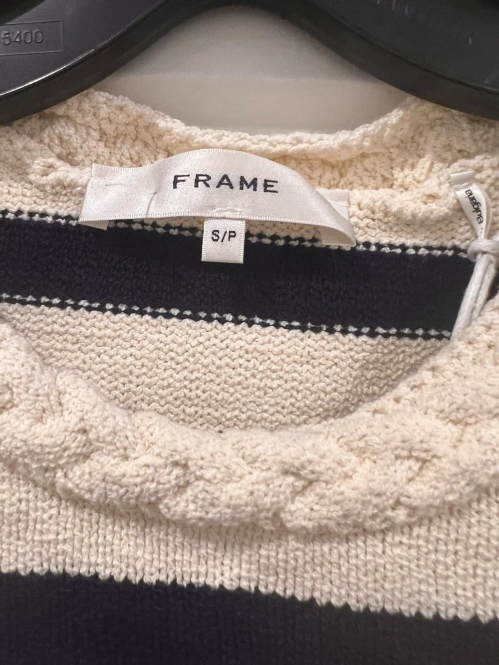 FRAME Harbor Striped Knit Vest Cream Navy Gold Button Nautical Coastal Chic S - Picture 7 of 10